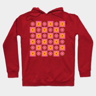 Hot Pink Mod Flower Checkers Hoodie